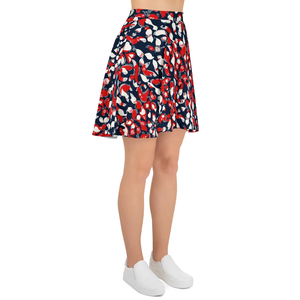 Crimson Koi Garden on Skater Skirt — Right