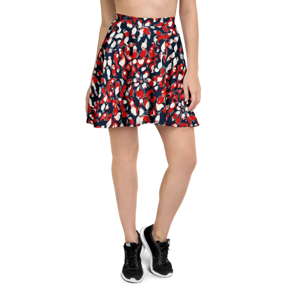 Crimson Koi Garden on Skater Skirt — Front