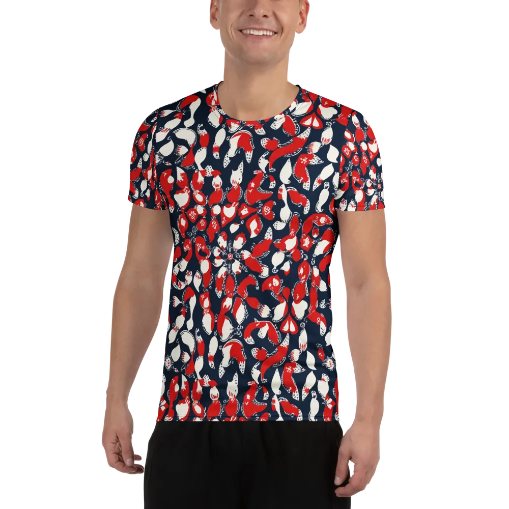 Crimson Koi Garden on Men's Athletic T-Shirt — Front