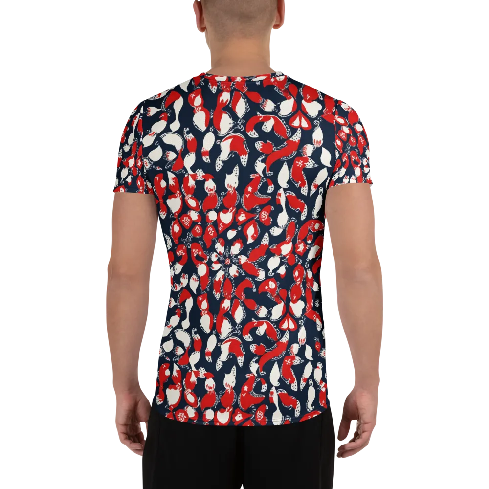 Crimson Koi Garden on Men's Athletic T-Shirt — Back