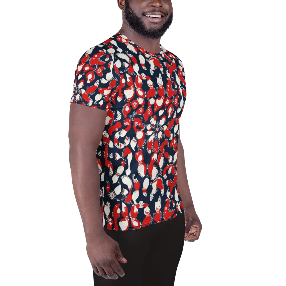 Crimson Koi Garden on Men's Athletic T-Shirt — Right