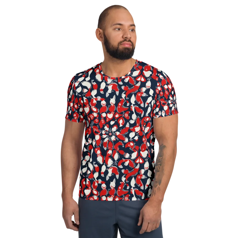 Crimson Koi Garden on Men's Athletic T-Shirt — Front