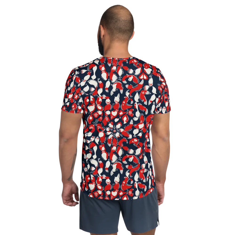 Crimson Koi Garden on Men's Athletic T-Shirt — Back