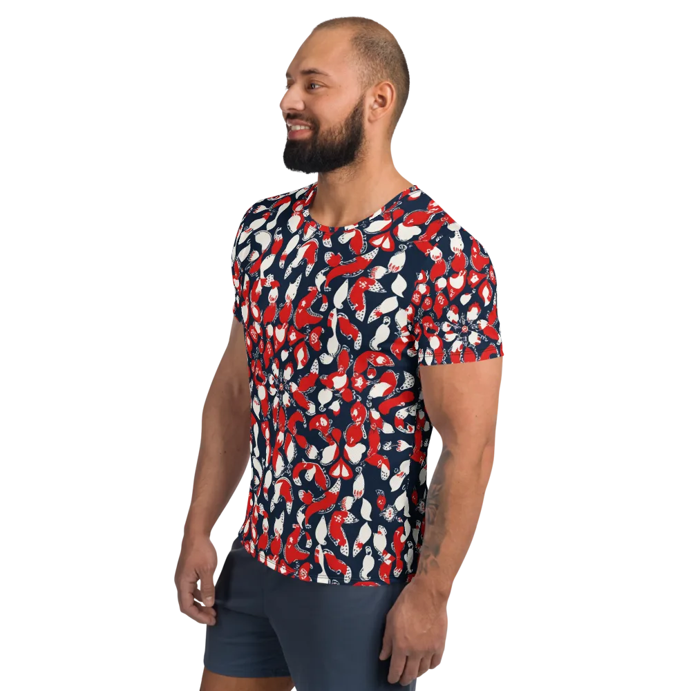 Crimson Koi Garden on Men's Athletic T-Shirt — Left