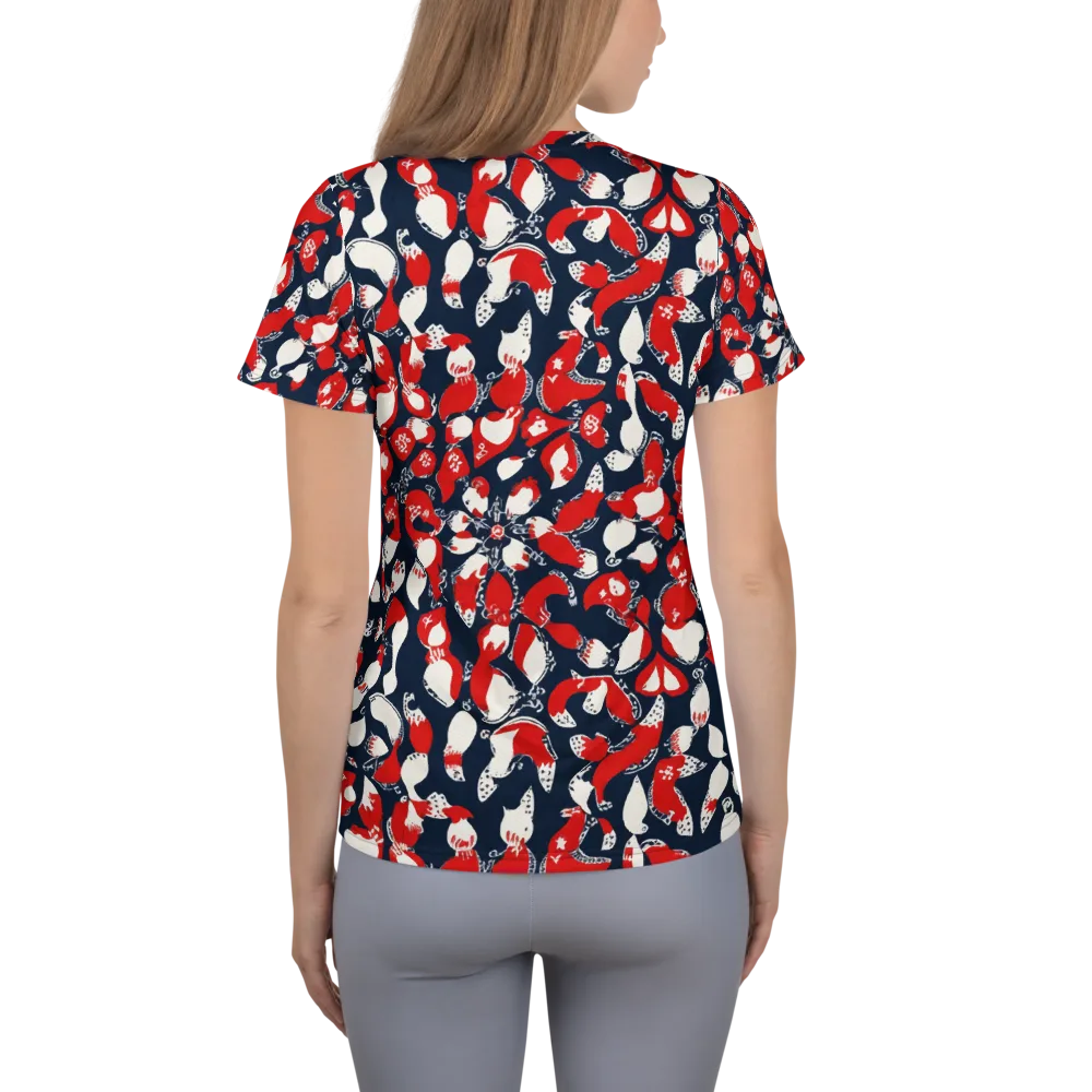 Crimson Koi Garden on Women's Athletic T-Shirt — Back