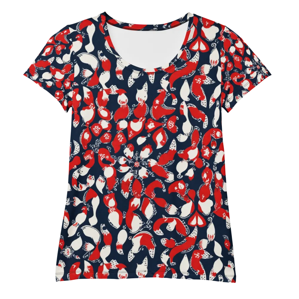 Crimson Koi Garden on Women's Athletic T-Shirt — Front