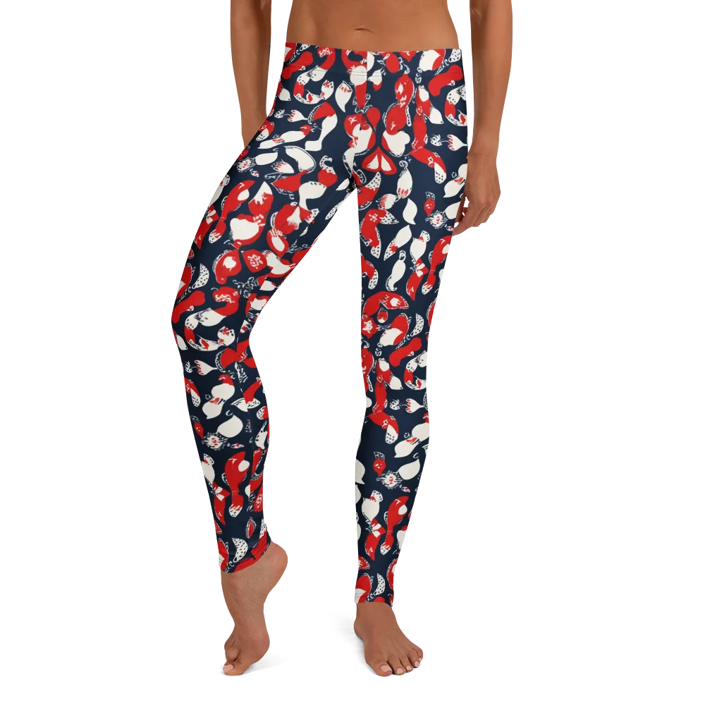 Crimson Koi Garden on Leggings — Front