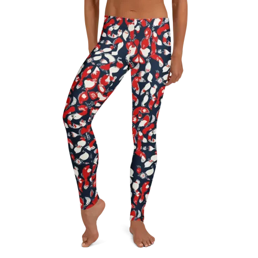 Crimson Koi Garden on a Leggings