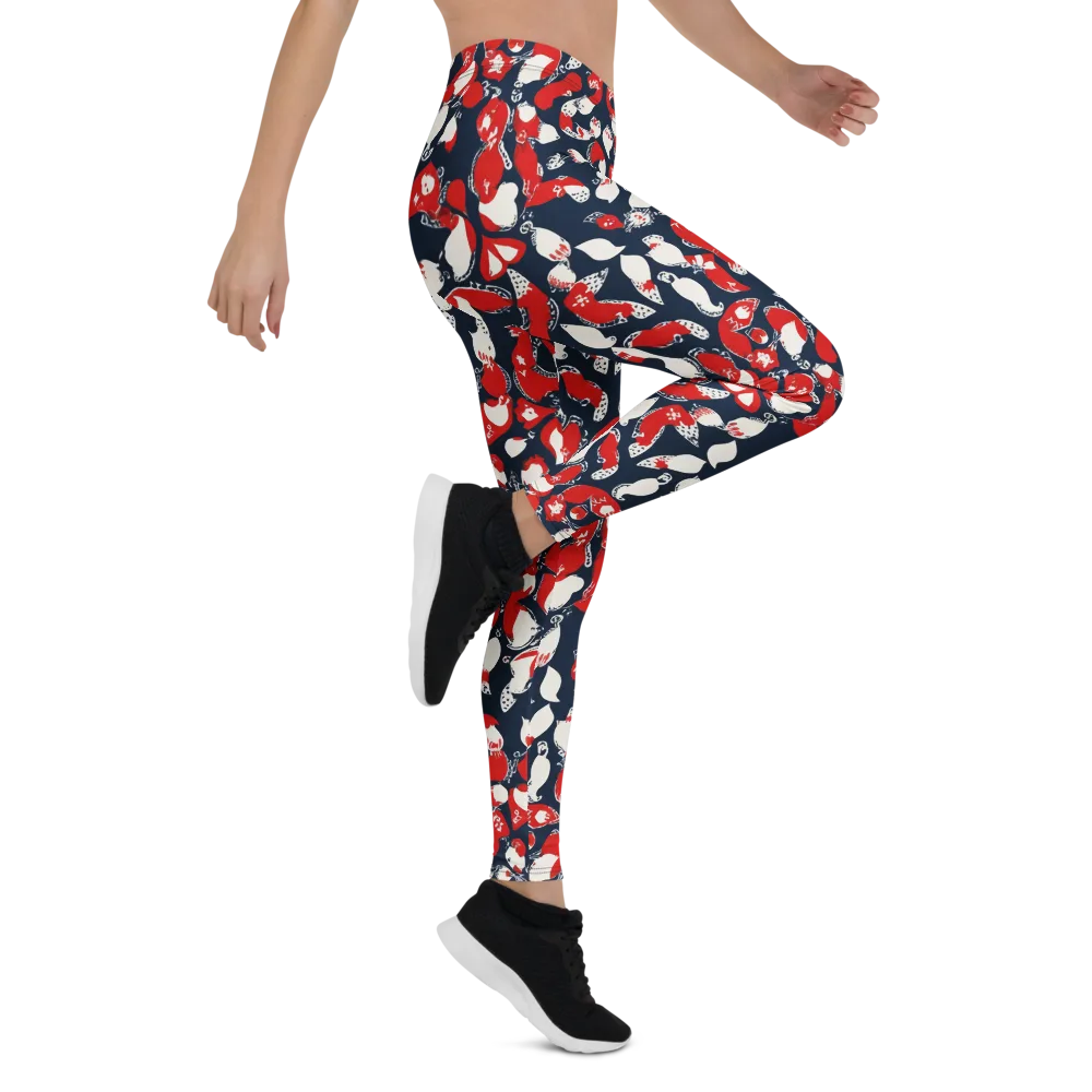Crimson Koi Garden on Leggings — Right