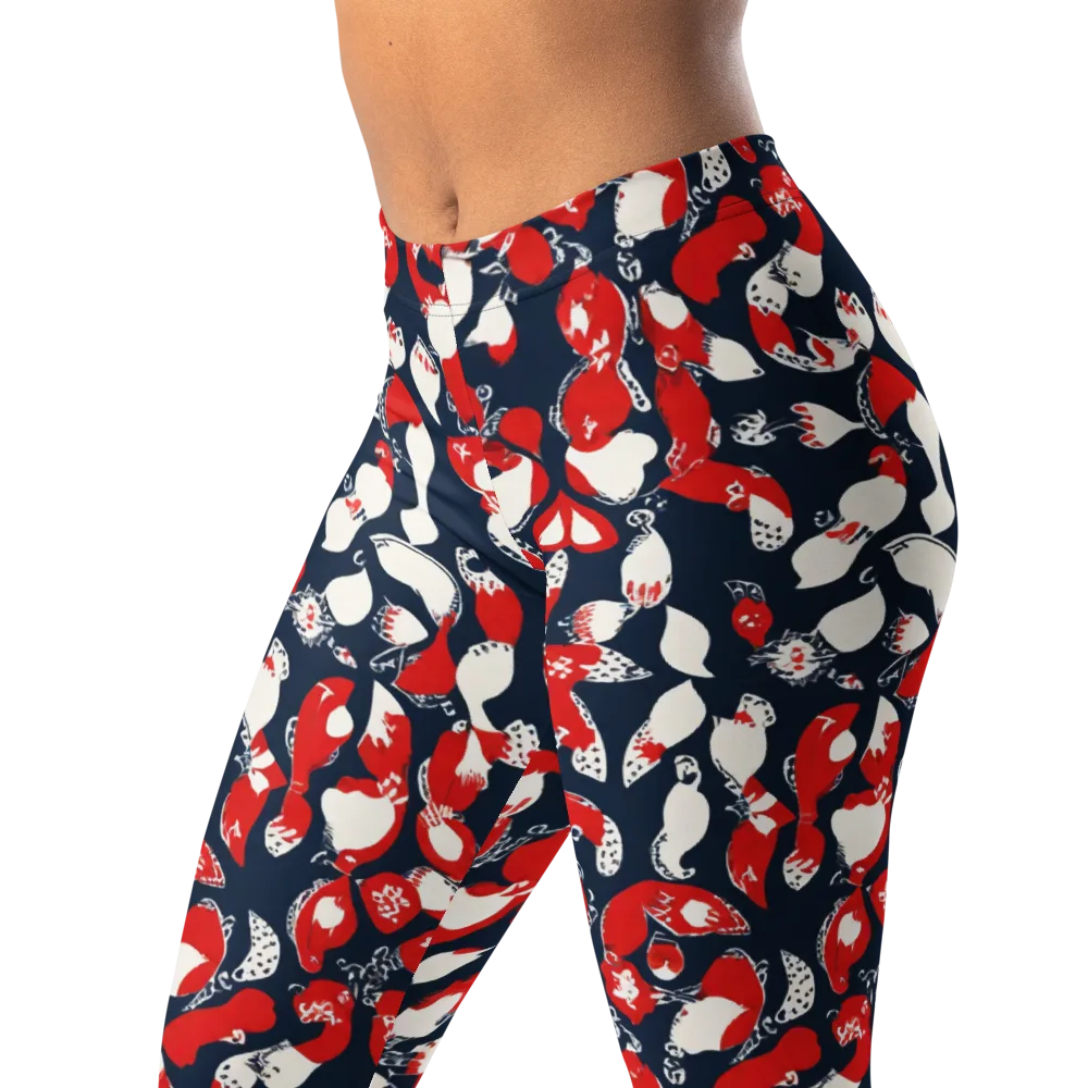 Crimson Koi Garden on Leggings — Left Front