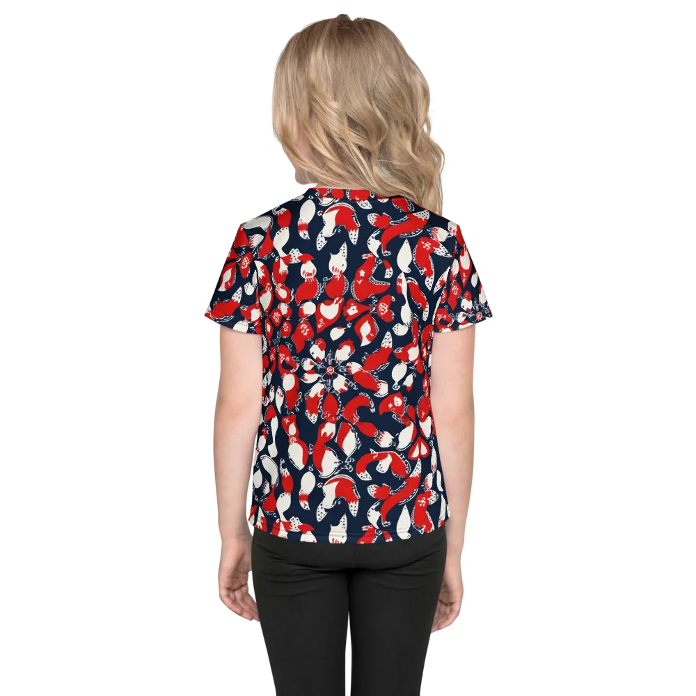 Crimson Koi Garden on Kids Crew Neck T-Shirt — Back