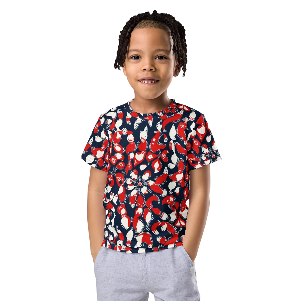 Crimson Koi Garden on Kids Crew Neck T-Shirt — Front