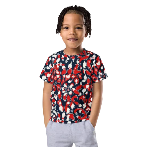 Crimson Koi Garden on a Kids Crew Neck T-Shirt