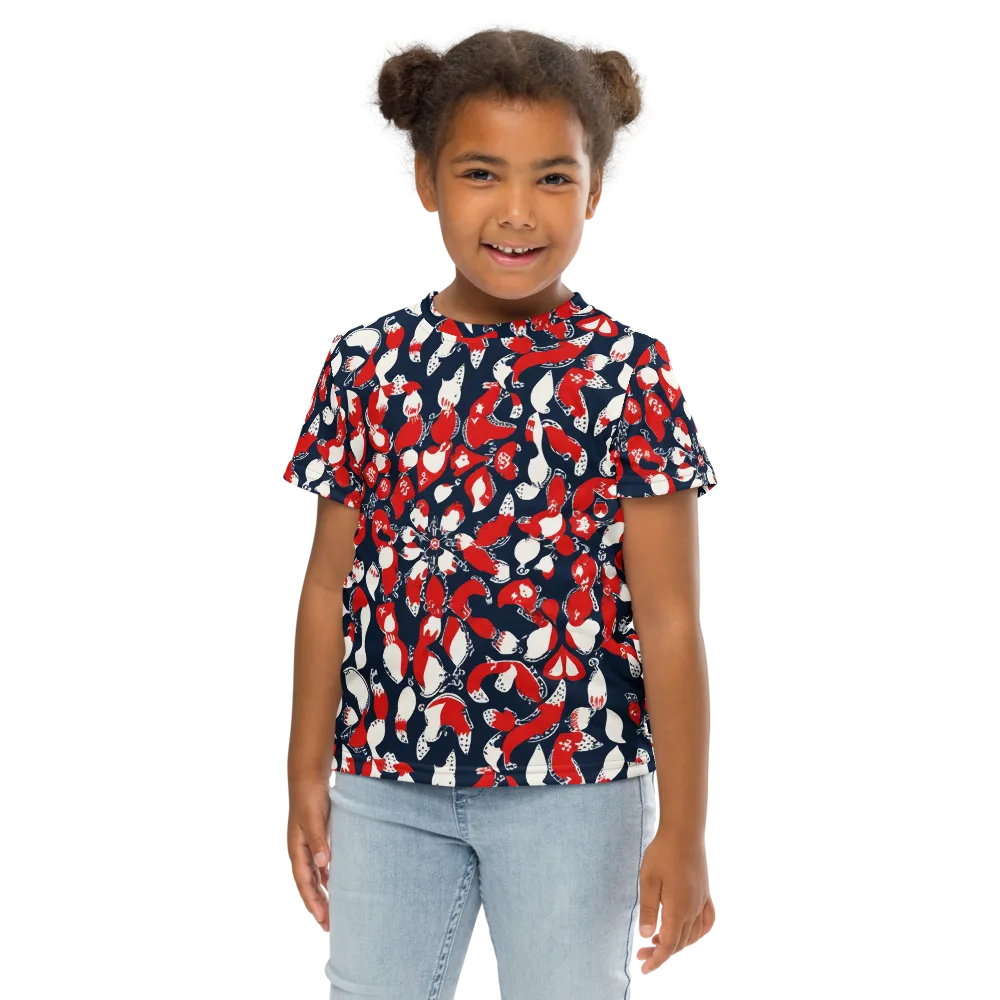 Crimson Koi Garden on Kids Crew Neck T-Shirt — Front