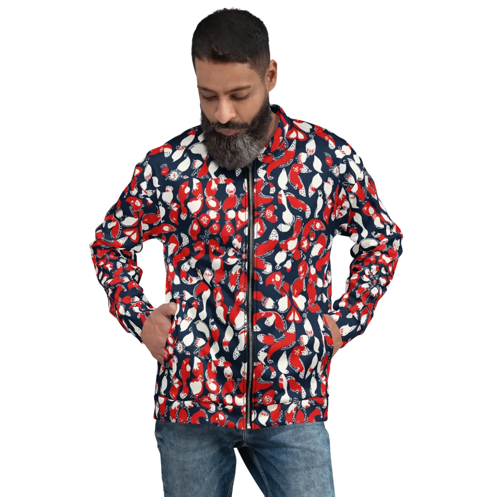 Crimson Koi Garden on Bomber Jacket — Front