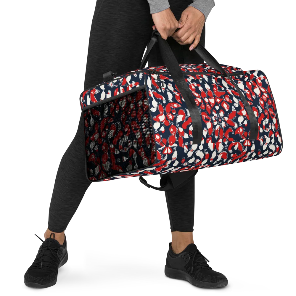 Crimson Koi Garden on Duffle Bag — Right Front