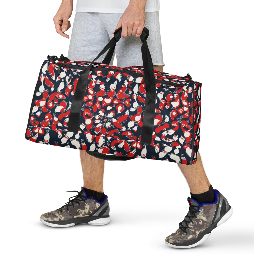 Crimson Koi Garden on Duffle Bag — Front