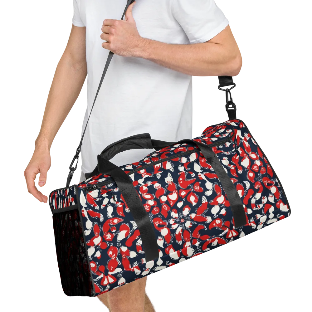Crimson Koi Garden on Duffle Bag — Right Front