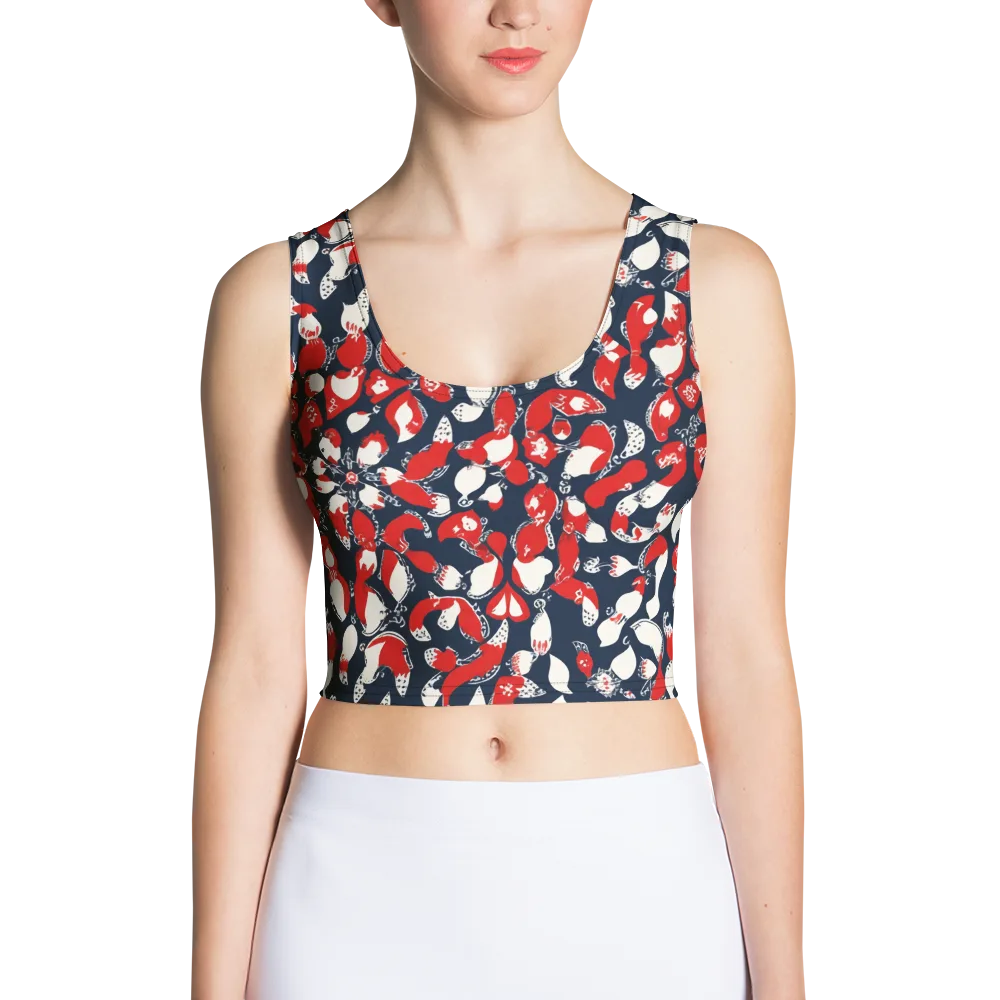 Crimson Koi Garden on Crop Top — Front