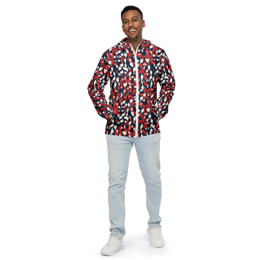 Crimson Koi Garden on Men's Windbreaker — Front