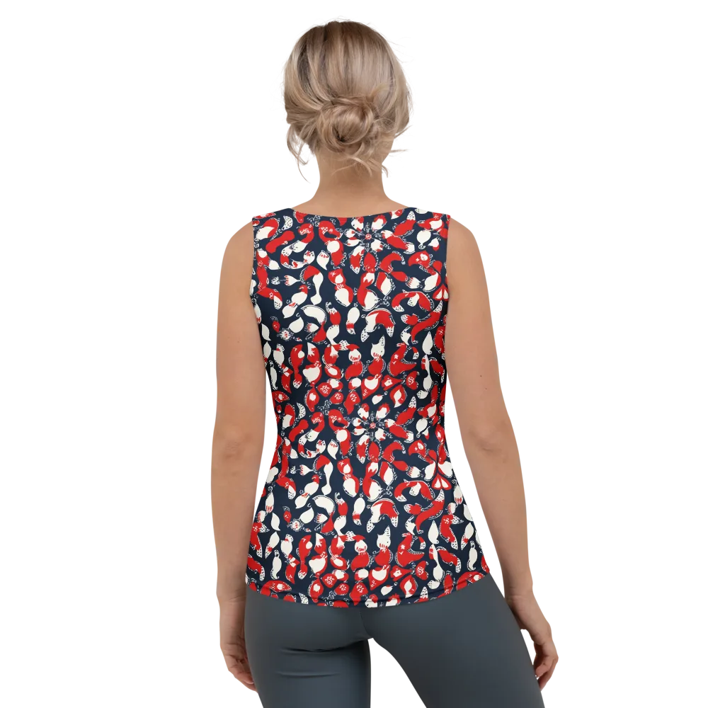 Crimson Koi Garden on Women's Tank Top — Back