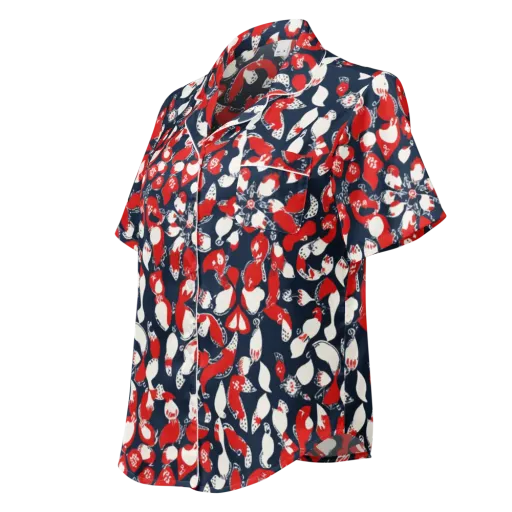 Crimson Koi Garden on a Women's Short Sleeve Pajama Top