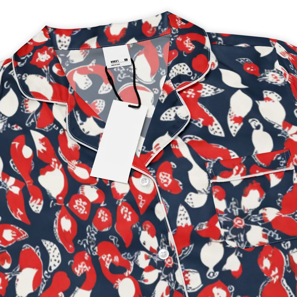 Crimson Koi Garden on Women's Short Sleeve Pajama Top — Product details