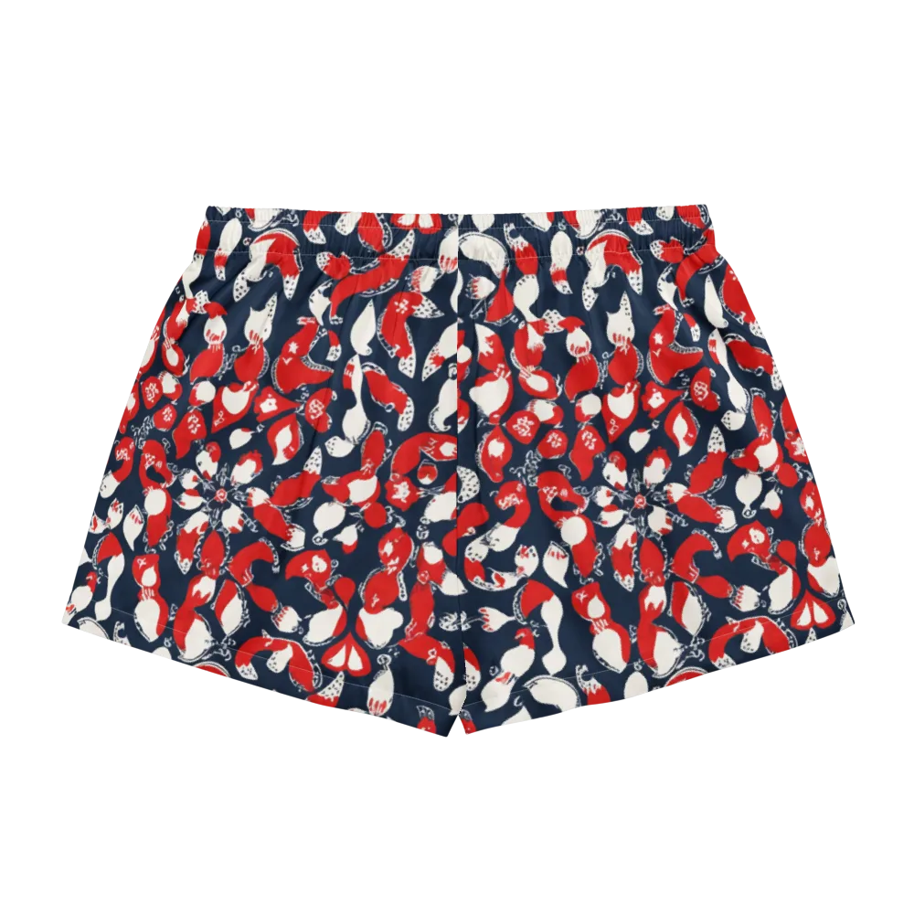Crimson Koi Garden on Women's Pajama Shorts — Back