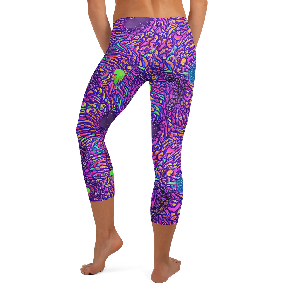 Psychedelic Bloom on Capri Leggings — Back
