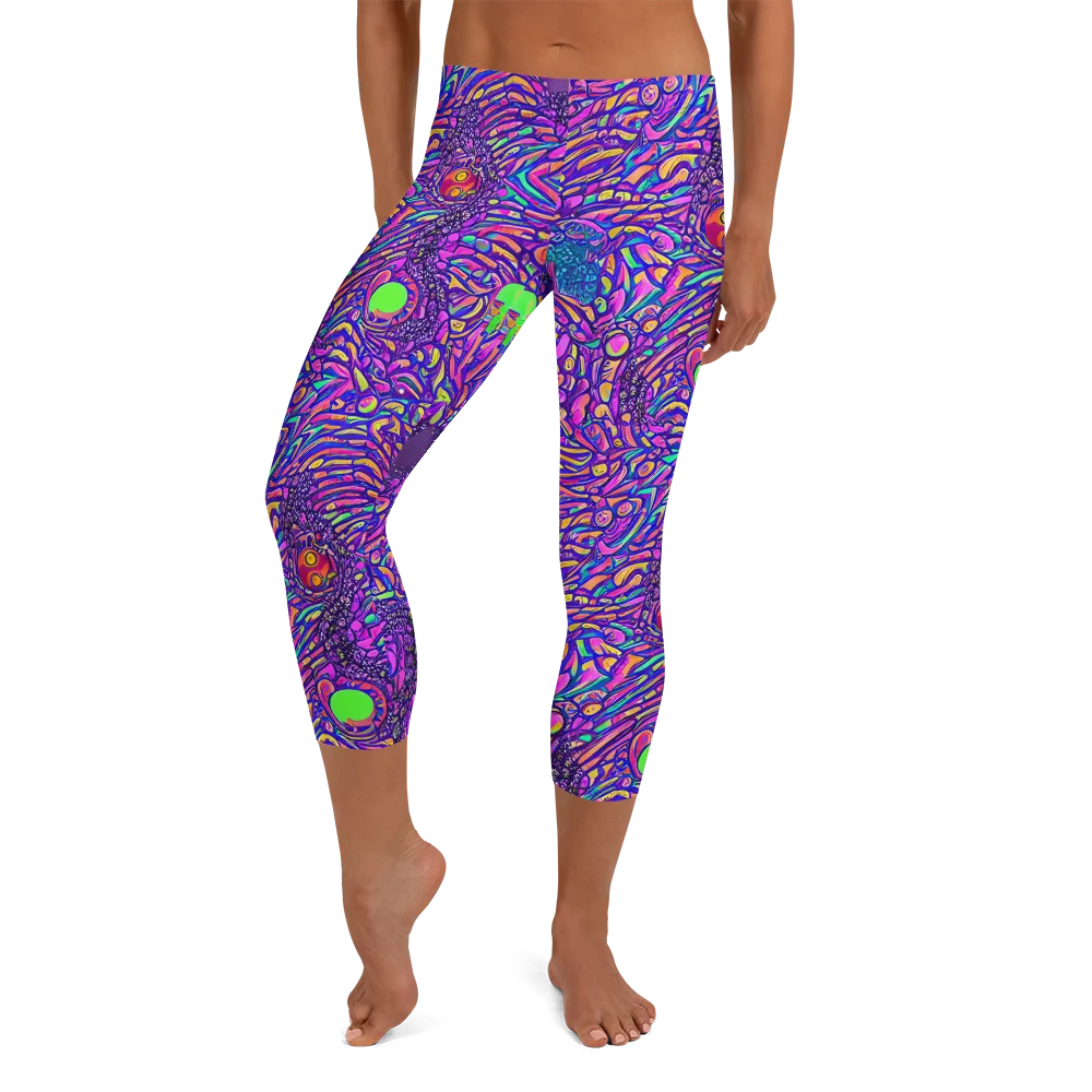 Psychedelic Bloom on Capri Leggings — Front