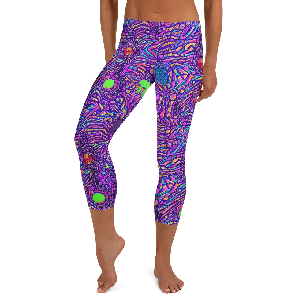 Psychedelic Bloom on Capri Leggings — Front