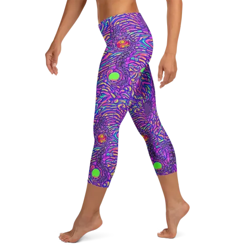Psychedelic Bloom on a Capri Leggings