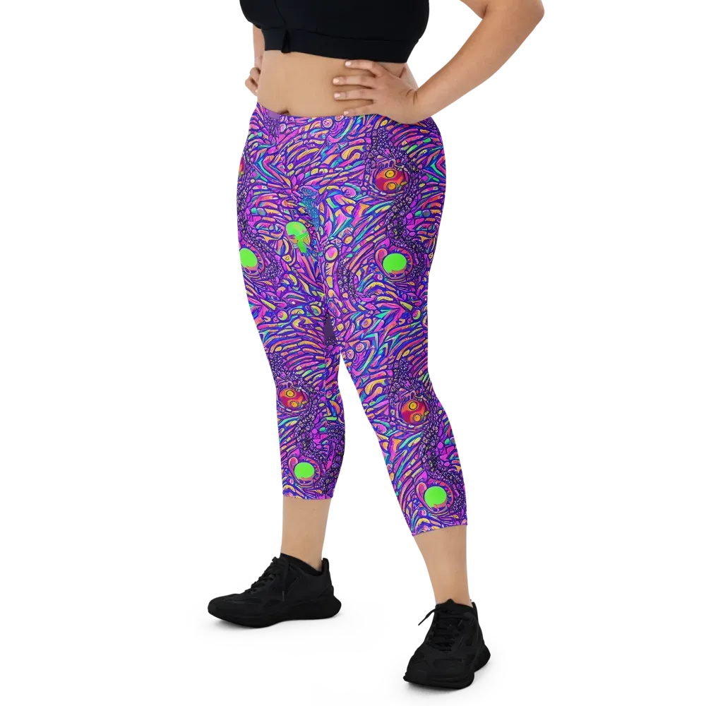 Psychedelic Bloom on Capri Leggings — Front