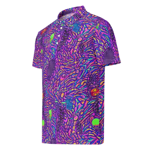 Psychedelic Bloom on a Men's Slim Fit Polo Shirt