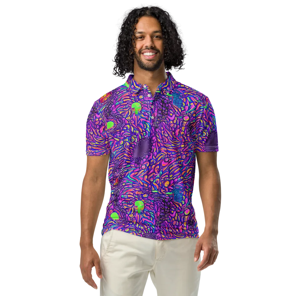 Psychedelic Bloom on Men's Slim Fit Polo Shirt — Front