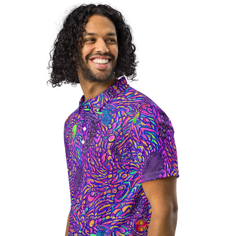 Psychedelic Bloom on Men's Slim Fit Polo Shirt — Left Front