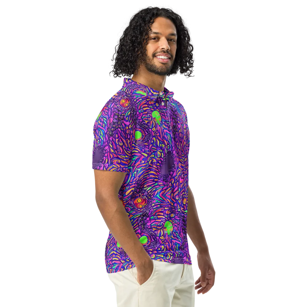 Psychedelic Bloom on Men's Slim Fit Polo Shirt — Right Front
