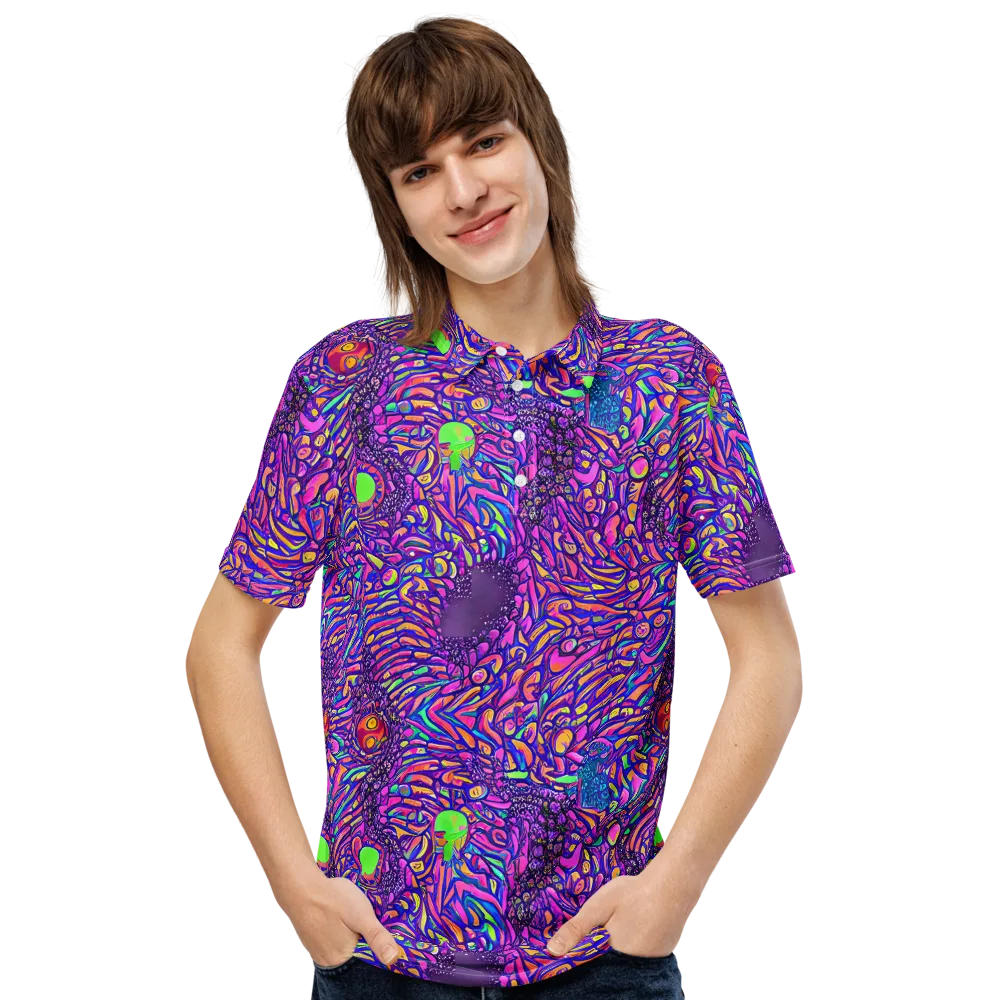 Psychedelic Bloom on Men's Slim Fit Polo Shirt — Front