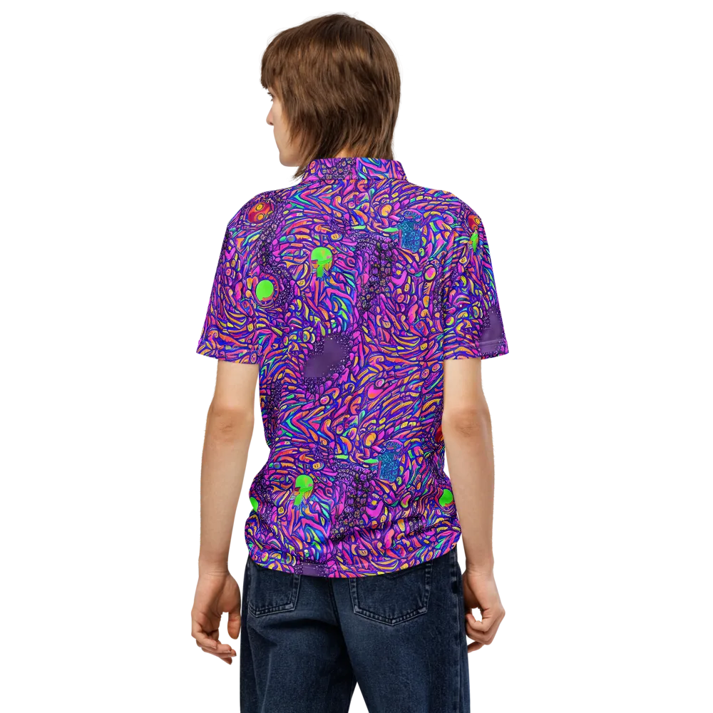 Psychedelic Bloom on Men's Slim Fit Polo Shirt — Back