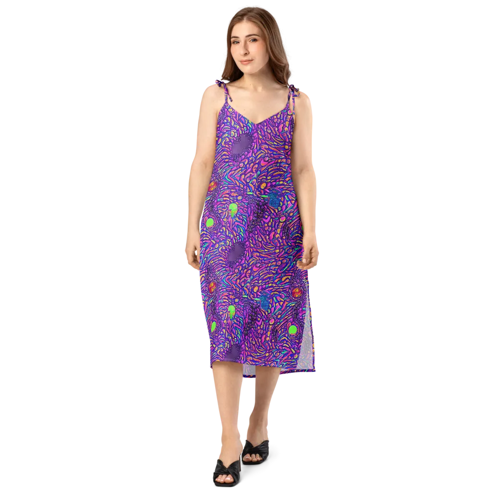 Psychedelic Bloom on Slip Dress — Front