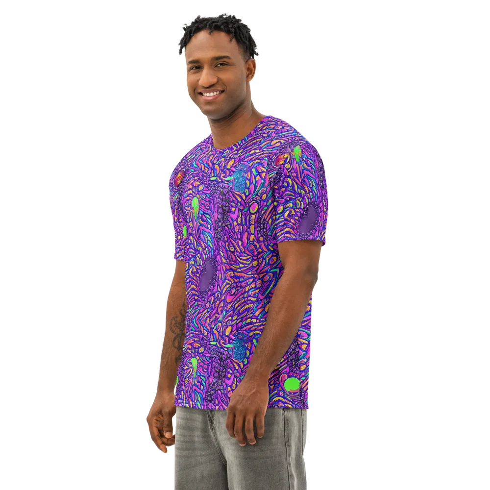 Psychedelic Bloom on Men's Cotton Crew Neck T-Shirt — Left Front