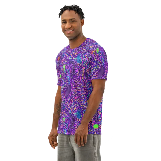 Psychedelic Bloom on a Men's Cotton Crew Neck T-Shirt