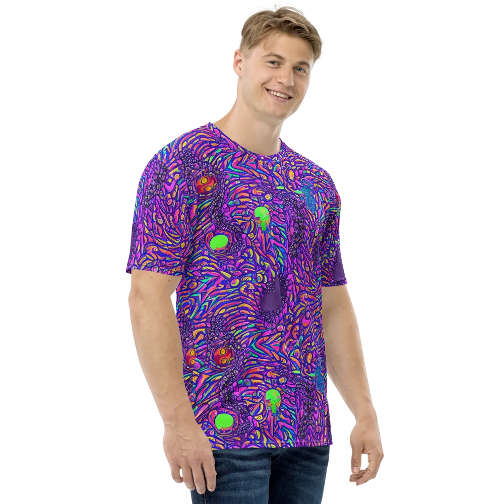 Psychedelic Bloom on Men's Crew Neck T-Shirt — Right