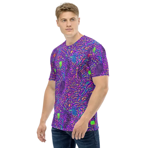 Psychedelic Bloom on a Men's Crew Neck T-Shirt