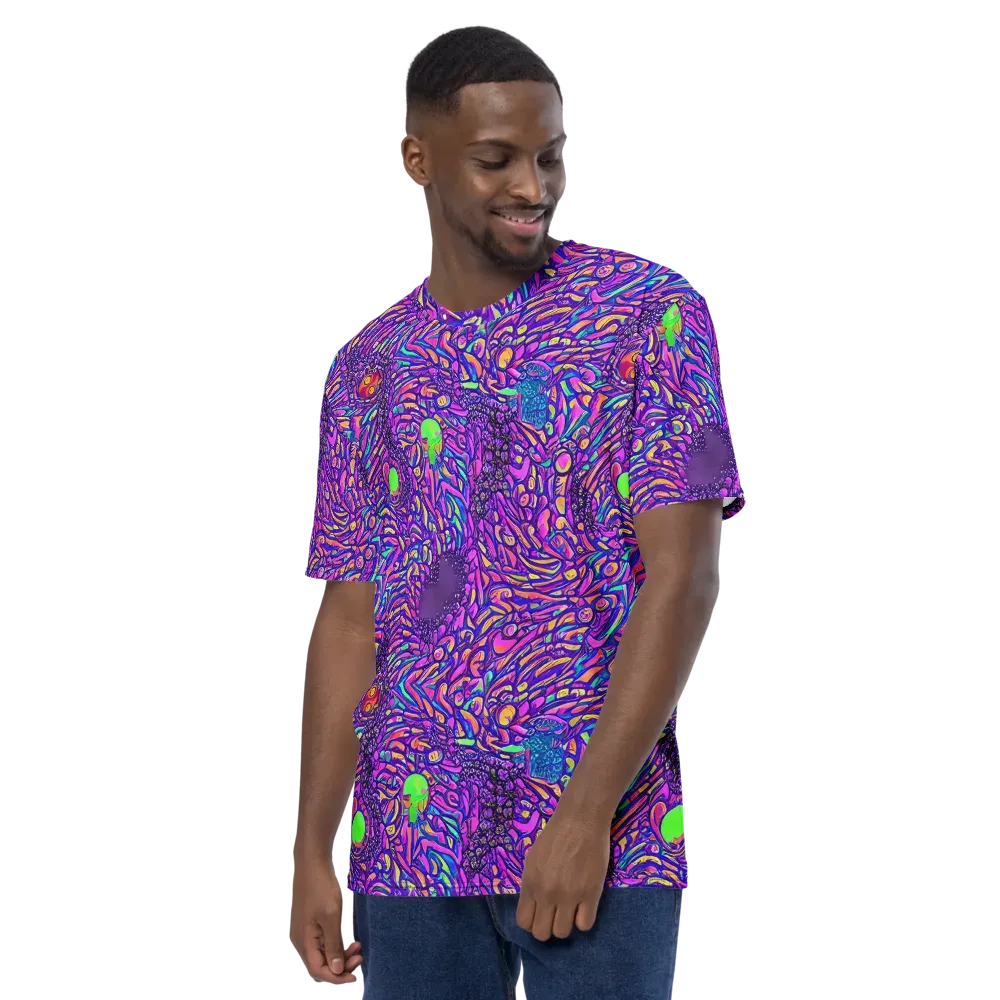 Psychedelic Bloom on Men's Crew Neck T-Shirt — Left