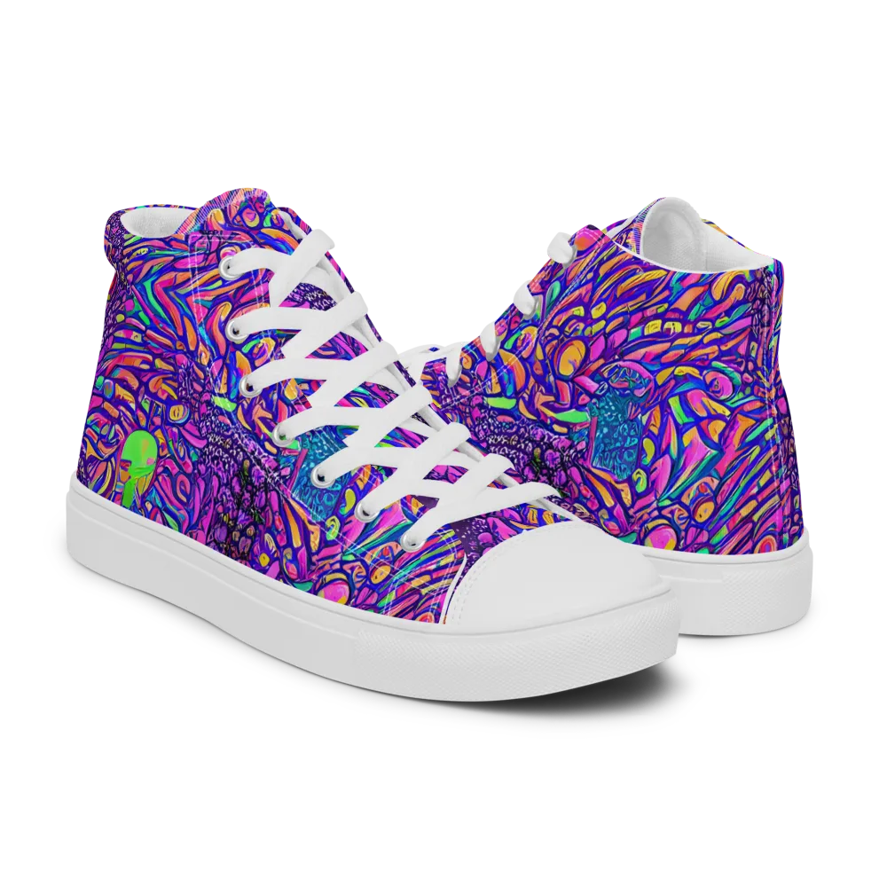 Psychedelic Bloom on Men's High Top Canvas Shoes — Right