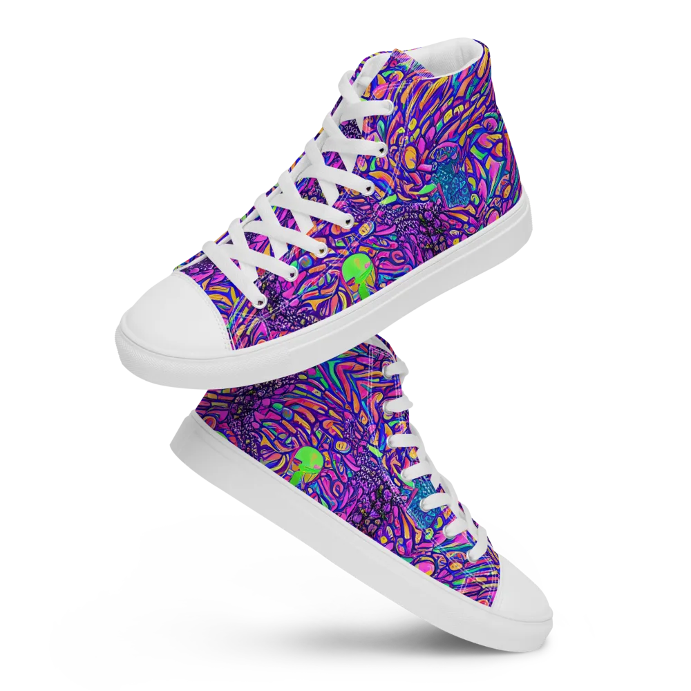 Psychedelic Bloom on Men's High Top Canvas Shoes — Front