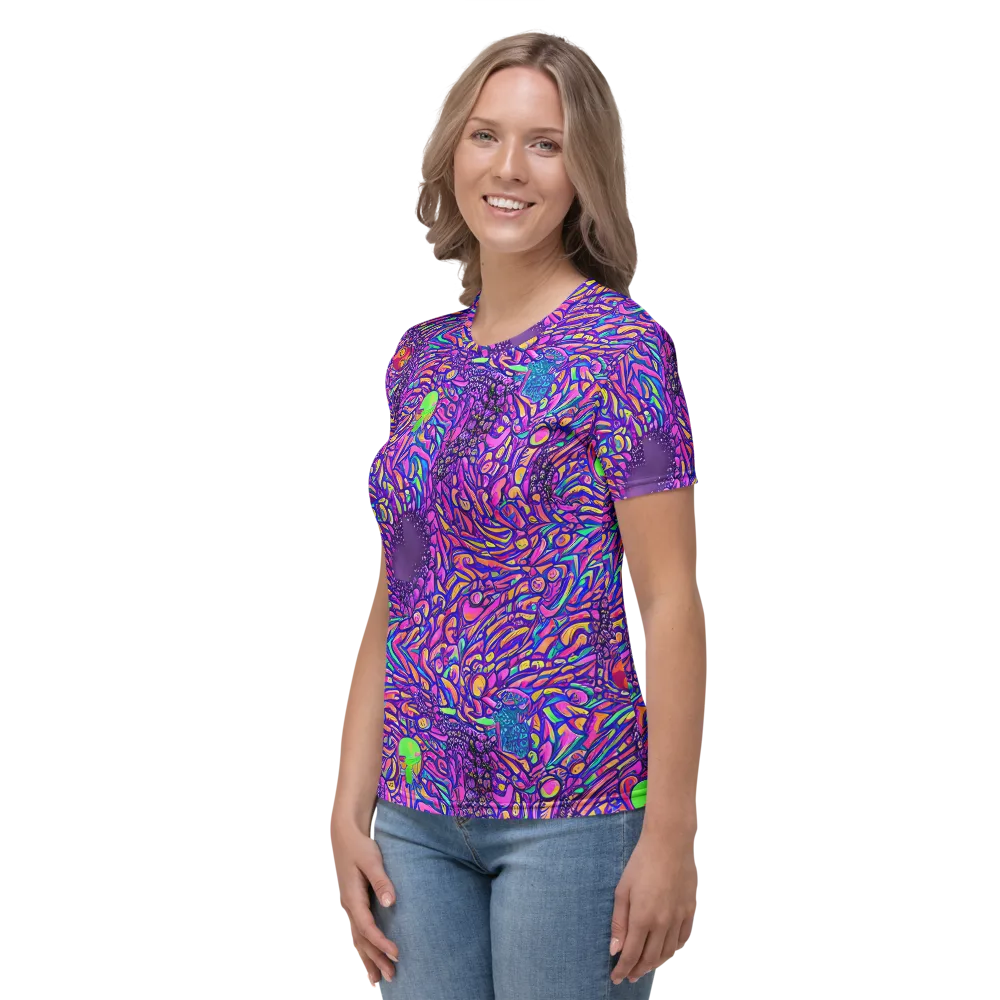 Psychedelic Bloom on Women's Crew Neck T-Shirt — Left