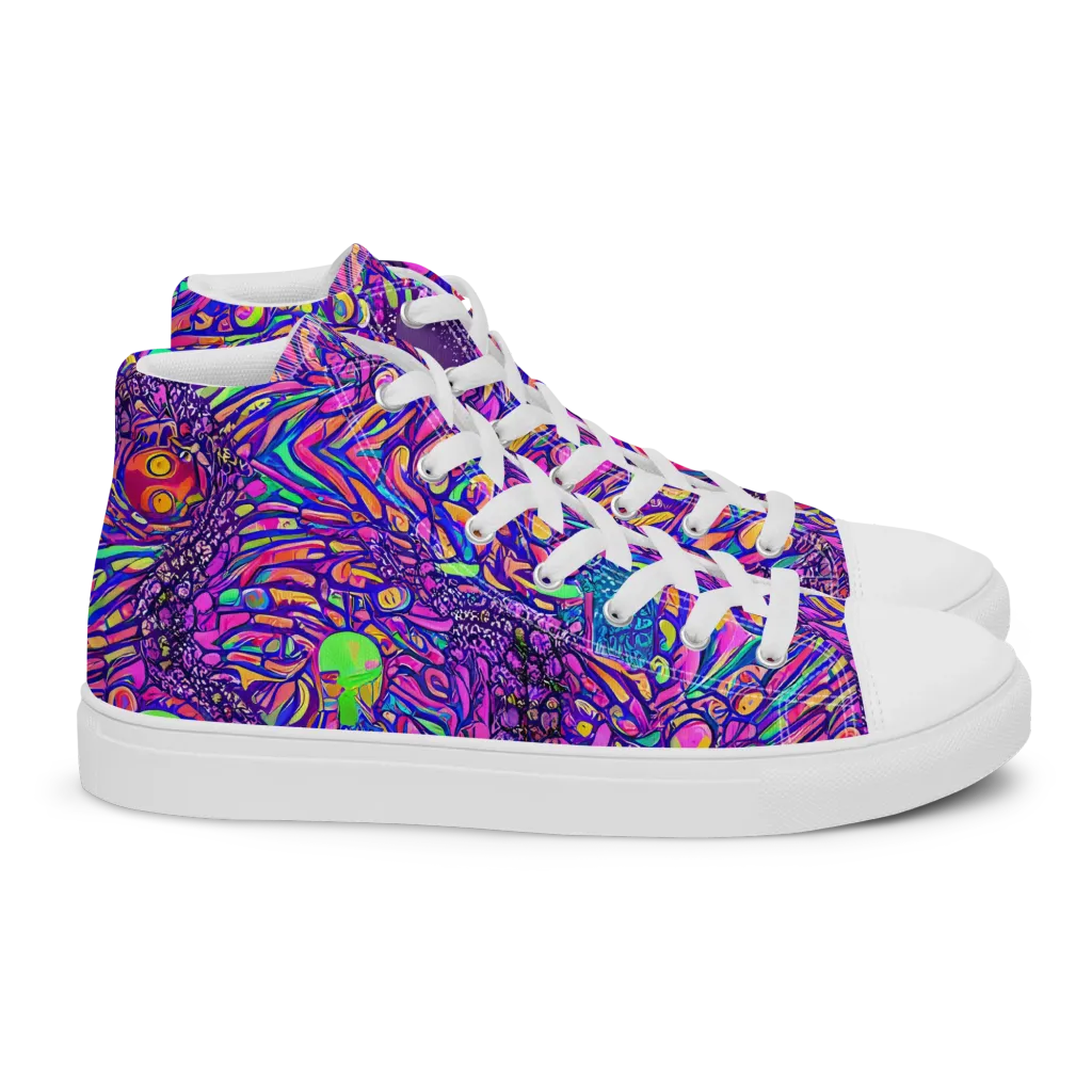 Psychedelic Bloom on Women's High Top Canvas Shoes — Right
