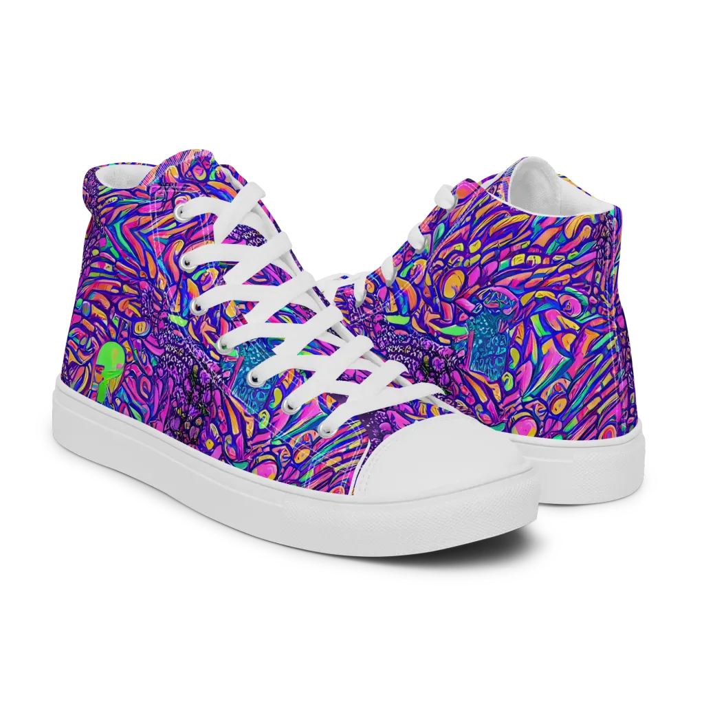 Psychedelic Bloom on Women's High Top Canvas Shoes — Right